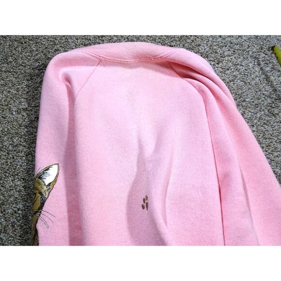 Vtg 90s Jerzees L Pink Abyssinian Cat Pharaoh Sweatshirt Sacred Ancient Egypt - Picture 9 of 13